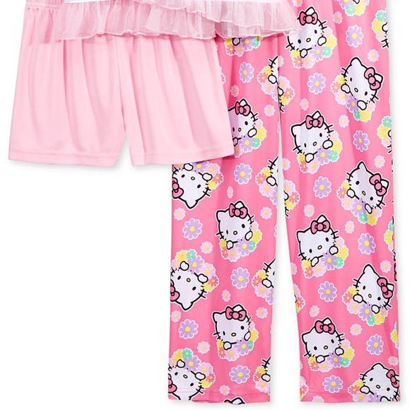 Hello Kitty Pajamas Hello Kitty Girls 3piece Cute Flower Pajama Set